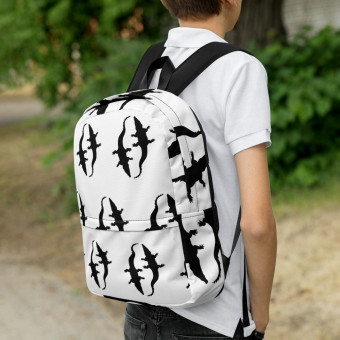Black Crocodile School Backpack - Explore in Style with Water-Resistant Finish
