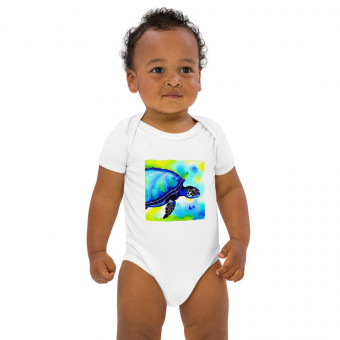 Embrace Ocean Vibes with our Sea Turtle Organic Cotton Baby Bodysuit!