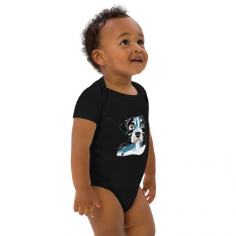 Eco-Friendly Baby Bodysuit with Playful Blue Dog Print
