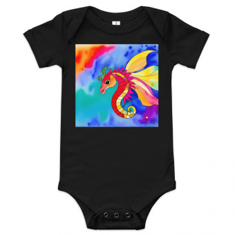 Colorful Seahorse Baby Bodysuit: Comfortable, Durable, and Perfect for Adventures