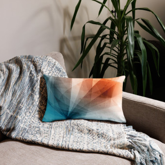 Abstract Elegance: Premium Peach & Blue Pillow – Your New Home Accent